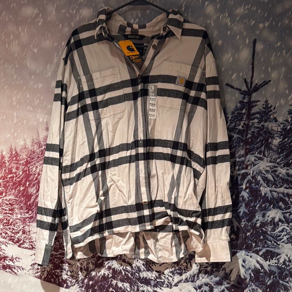 Carhartt White and Black Plaid Shirt